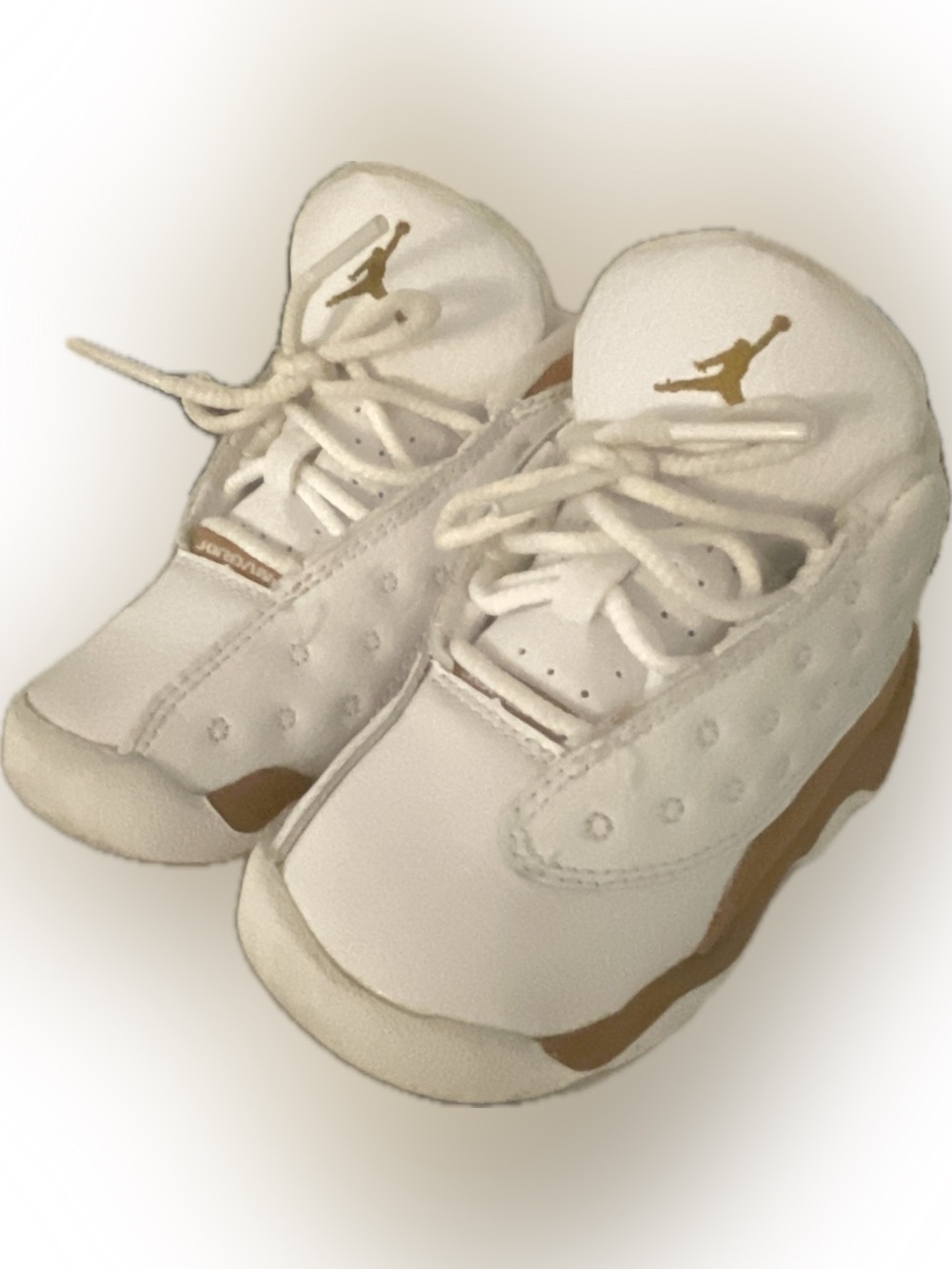 Jordan Kids White and Gold Low-Top Sneakers